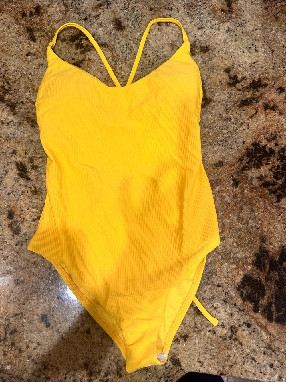 Lucky Brand Yellow Ribbed One-Piece Swimsuit